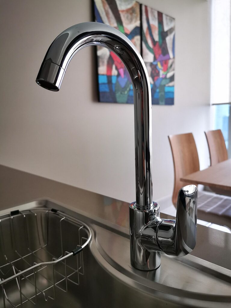 water tap, kitchen, plumbing, faucet, water, drain, shiny, metal, nature, interior, silver